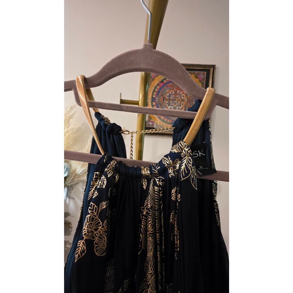 MSK Dark Teal Gold Chain Strap Embellished Maxi Dress Size 8 – NWT - Picture 7 of 8